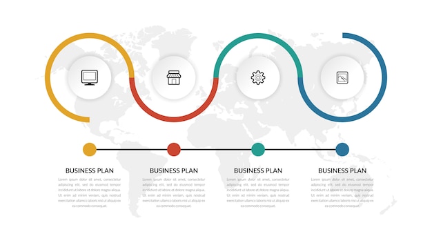 Modelo de vetor abstrato infográfico marketing de negócios com ícones