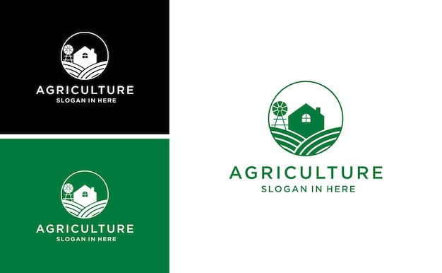 modelo de vetor agrário de casa de agricultura de logotipo de agricultura