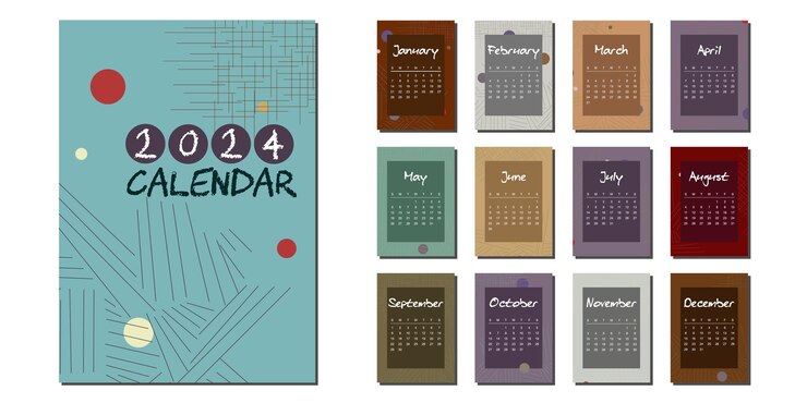 Vetor modelo de vetor de calendário de 2024