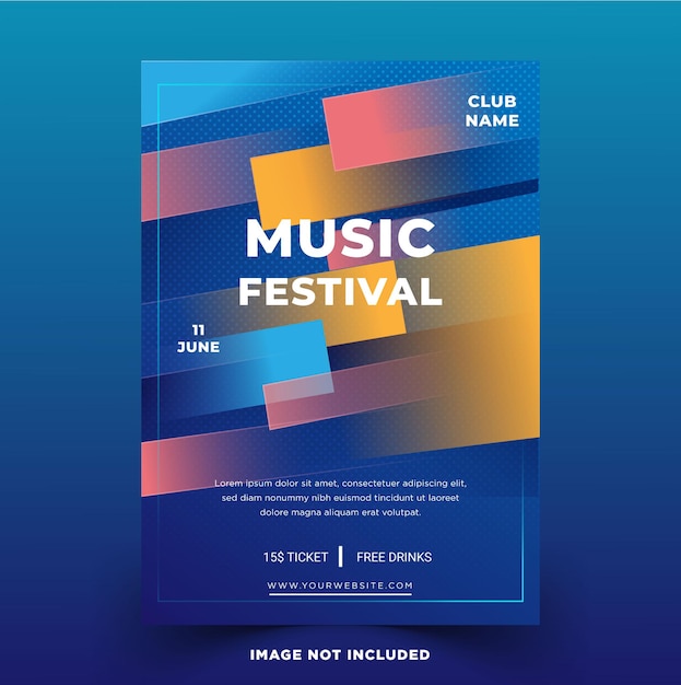 Modelo de vetor de cartaz de festival de música de conceito colorido moderno