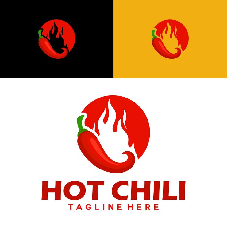 Vetor modelo de vetor de conceito de design de logotipo quente do chile ícone de logotipo de pimentão picante vetor premium