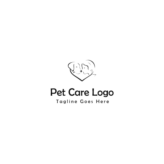 Modelo de vetor de conceito de logotipo de cuidados com animais de estimação