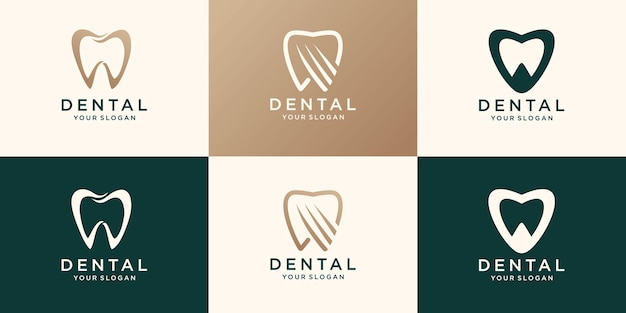 Modelo de vetor de design abstrato de dente de logotipo de clínica odontológica. Ícone do conceito do logotipo do médico dentista.