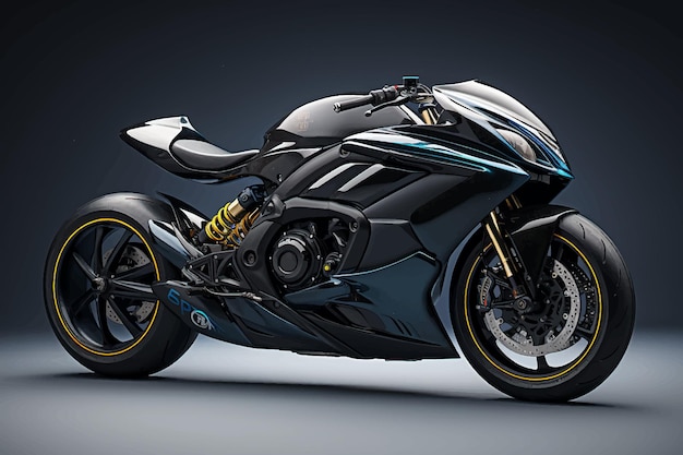 Modelo de vetor de design de arte de bicicleta esportiva 3d moto super esportiva preta em fundo branco isolado