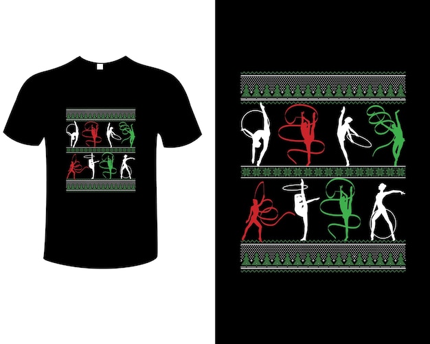 Vetor modelo de vetor de design de camiseta de ilustração vintage de tipografia de ginástica de natal