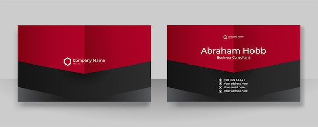 Modelo de vetor de design de cartão de visita vermelho e preto simples e elegante moderno com estilo corporativo de tecnologia profissional criativa