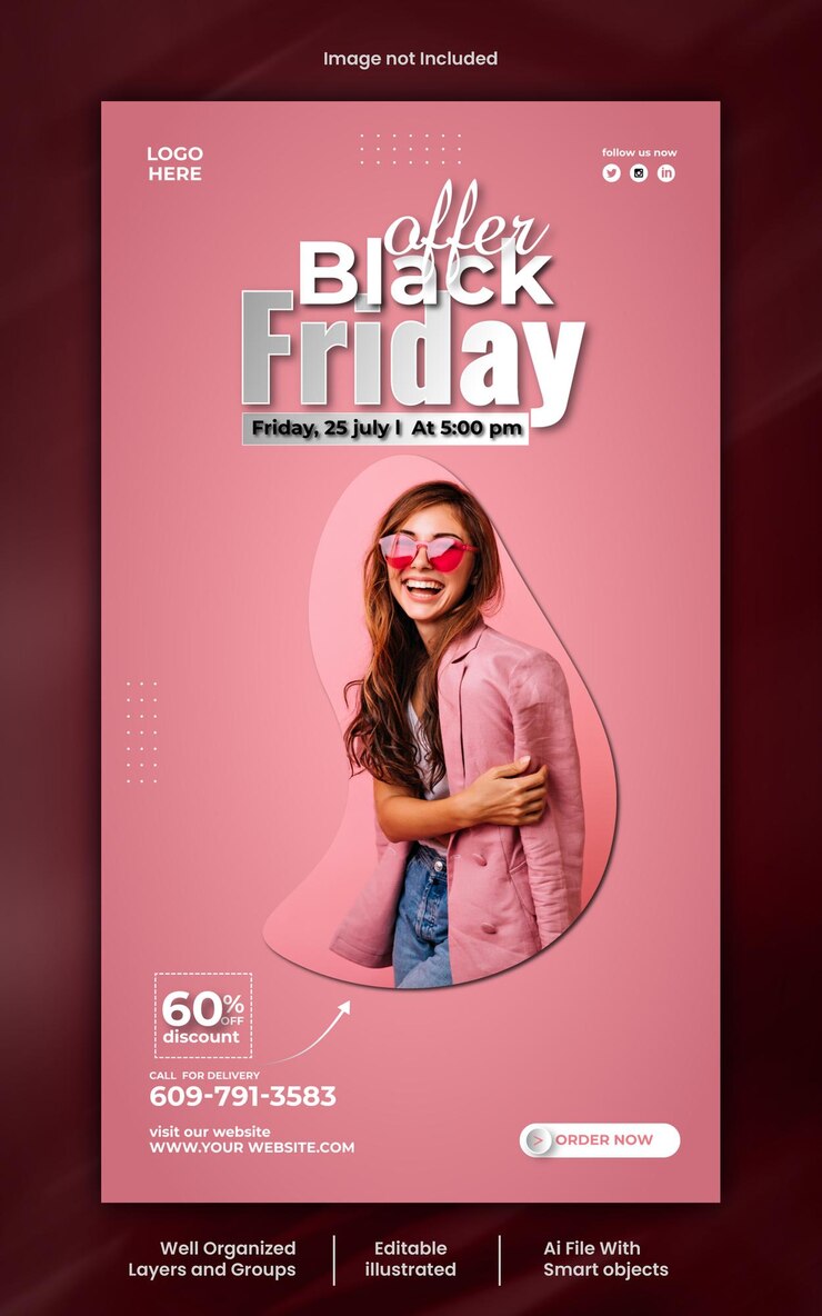 Modelo de vetor de design de histórias de mídia social da Black Friday