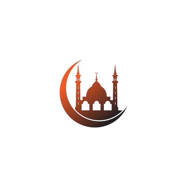 Modelo de vetor de design de ícone de mesquita de logotipo islâmico