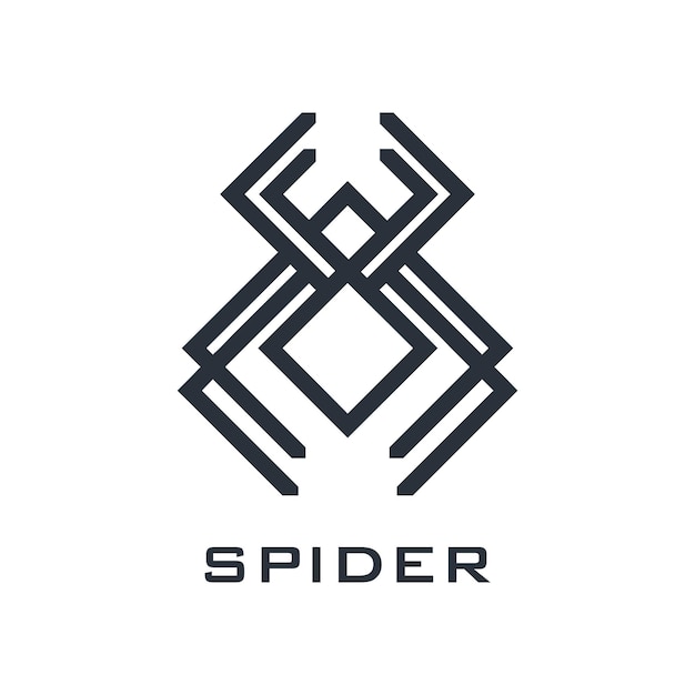 Modelo de vetor de design de logotipo de arte de linha de aranha