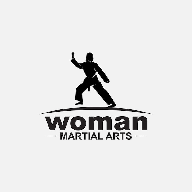 Modelo de vetor de design de logotipo de artes marciais de mulher