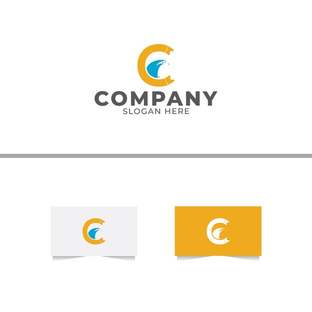 Modelo de vetor de design de logotipo de bilhete letra C