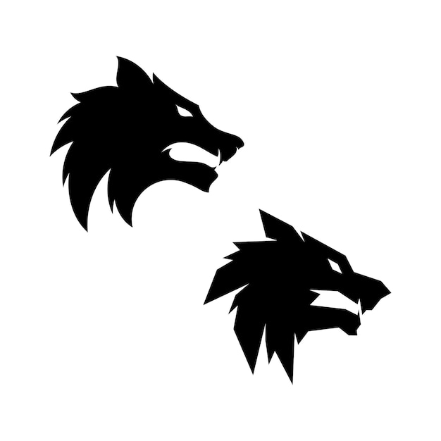 Modelo de vetor de design de logotipo de cabeça de lobo