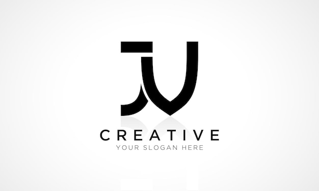 Modelo de vetor de design de logotipo de carta jv alfabeto letra inicial design de logotipo jv com ilustração de negócios de reflexão brilhante