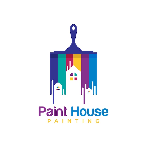 Modelo de vetor de design de logotipo de casa de pintura o conceito para construção de casa de decoração para casa