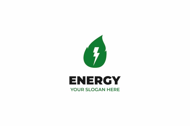 Modelo de vetor de design de logotipo de energia verde plana