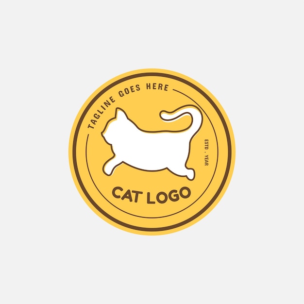 Vetor modelo de vetor de design de logotipo de gato e ilustração