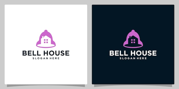 Modelo de vetor de design de logotipo de imóveis de bell house design