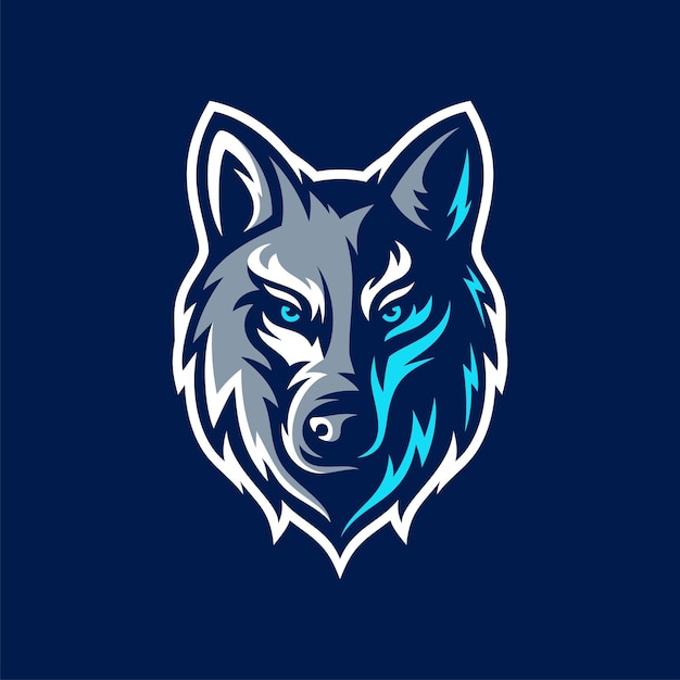 Modelo de vetor de design de logotipo de jogo de mascote de lobo