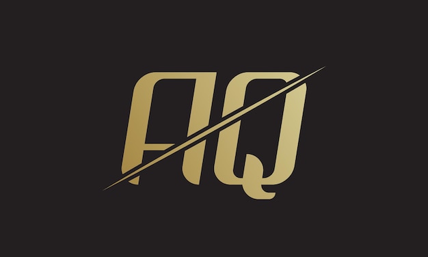 Vetor modelo de vetor de design de logotipo de letra aq ouro e letras pretas design de logotipo aq