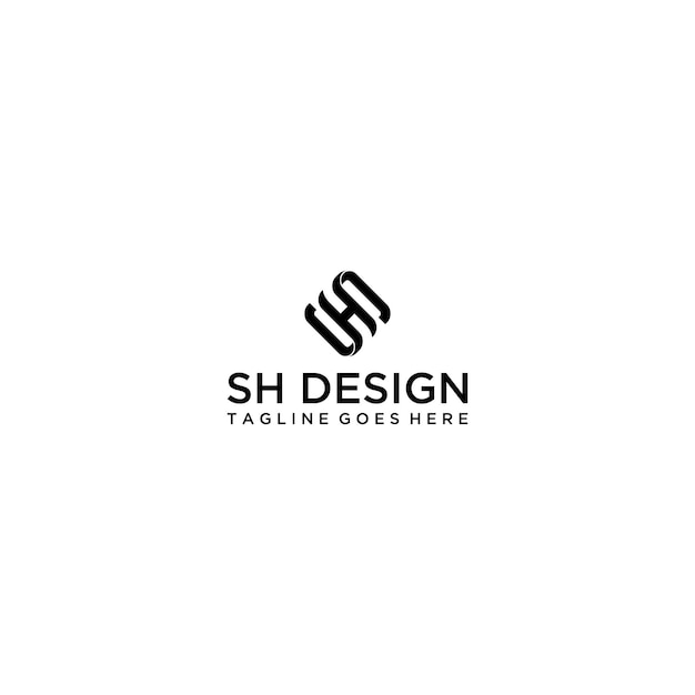 Modelo de vetor de design de logotipo de letra hs e sh
