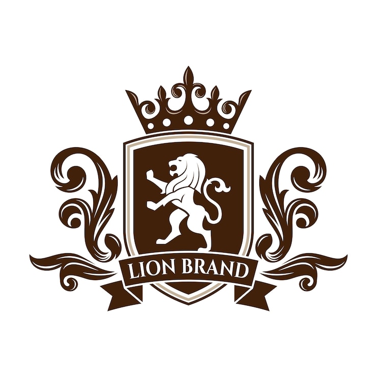 Vetor modelo de vetor de design de logotipo de marca leão heráldica