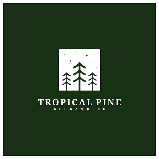 Modelo de vetor de design de logotipo de pinheiro ilustração de conceitos de logotipo de floresta tropical