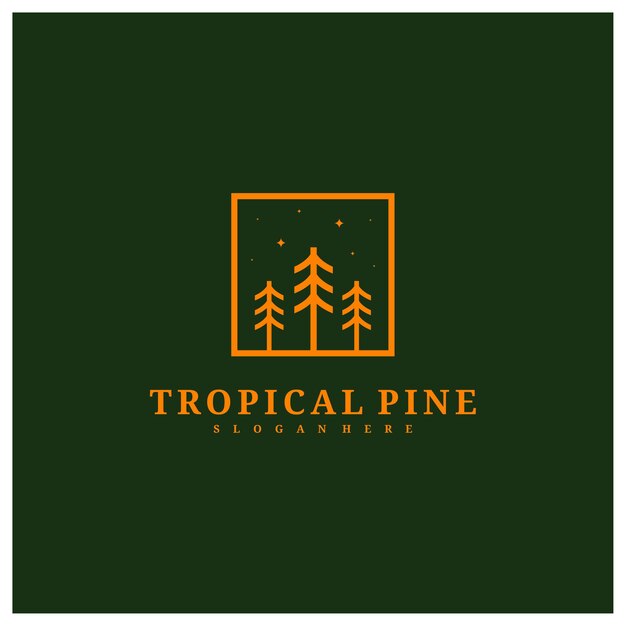 Modelo de vetor de design de logotipo de pinheiro Ilustração de conceitos de logotipo de floresta tropical