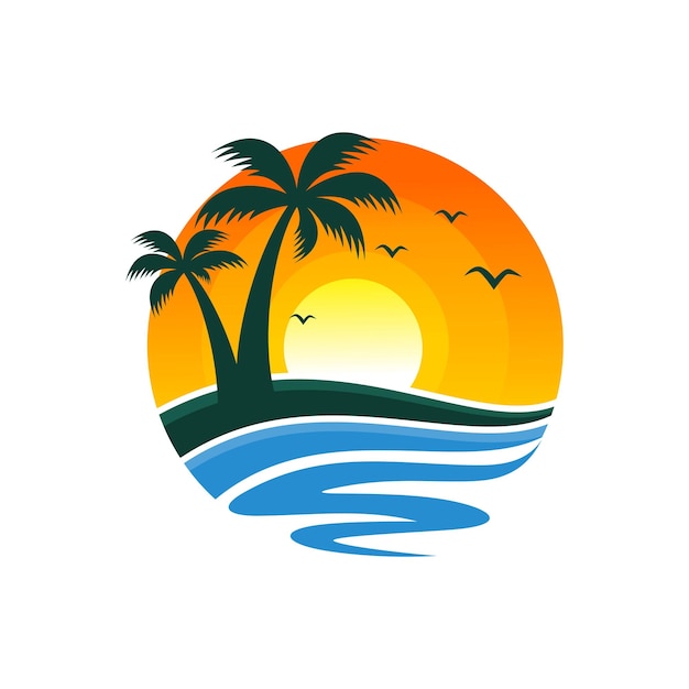 Modelo de vetor de design de logotipo de praia de verão
