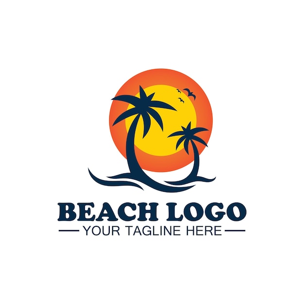 Modelo de vetor de design de logotipo de praia