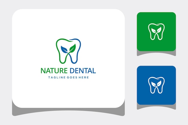 Modelo de vetor de design de logotipo de saúde logotipo de clínica odontológica com sinal de natureza de folha