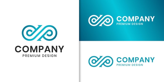 Modelo de vetor de design de logotipo de tecnologia linear infinito DP letra inicial para identidade corporativa