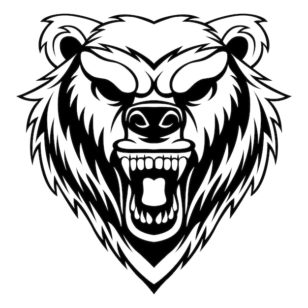 Modelo de vetor de design de logotipo de urso pardo preto e branco de vetor de urso