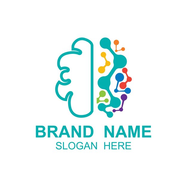 Vetor modelo de vetor de design de logotipo do cérebro este logotipo é adequado para cursos de educação médica ciência de laboratório