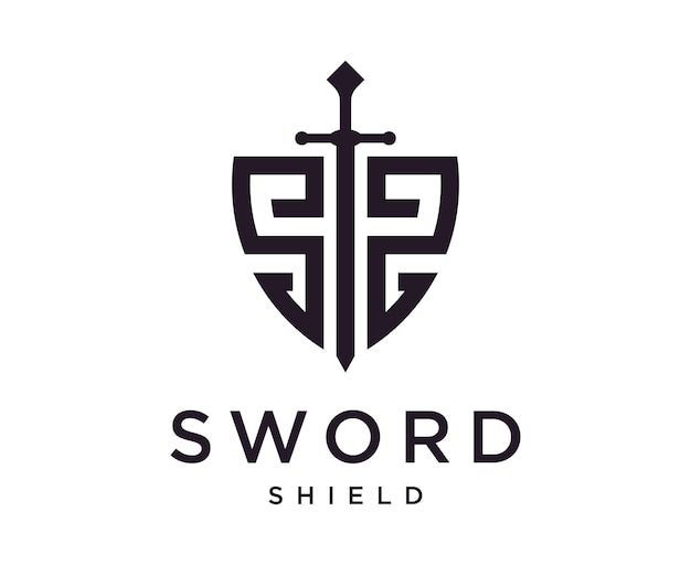 Modelo de vetor de design de logotipo sword armor shield initials s