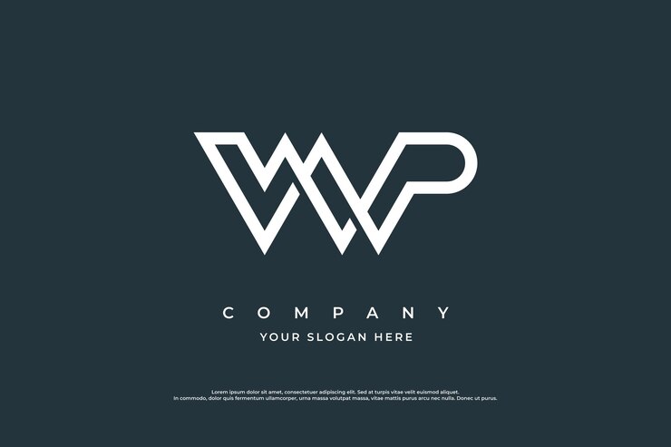 Vetor modelo de vetor de design de logotipo wp de letra inicial