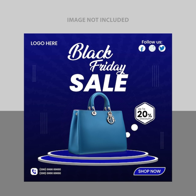modelo de vetor de design de post de mídia social de bolsa de venda de sexta-feira negra