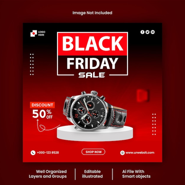 Modelo de vetor de design de postagem de mídia social da Black Friday