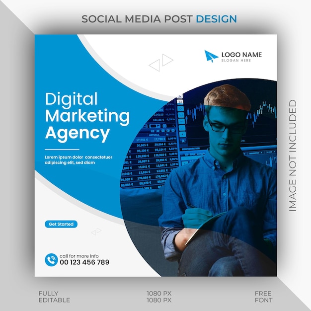 Modelo de vetor de design de postagem do Instagram de agência de negócios de marketing digital