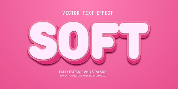 Modelo de vetor de efeito de texto editável 3d suave com fundo fofo