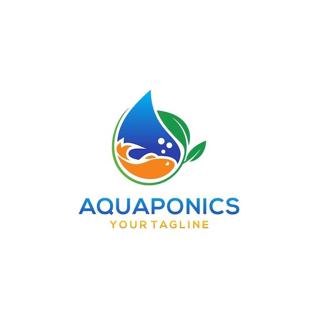 Modelo de vetor de estoque de logotipo de aquaponia