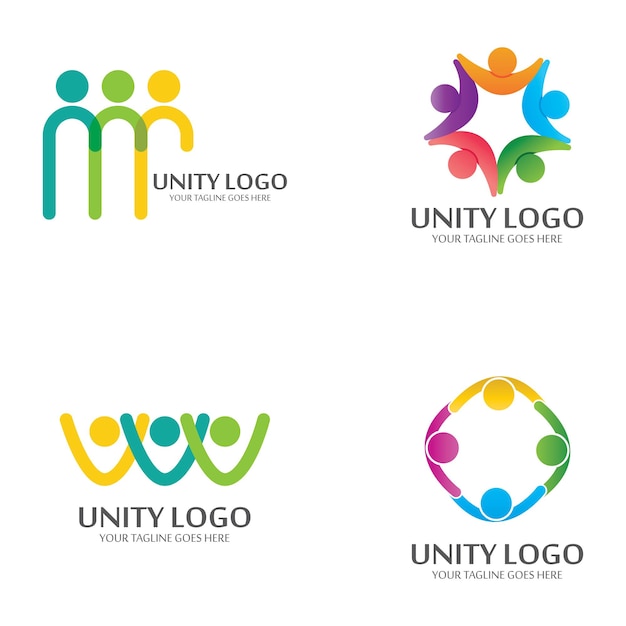 Modelo de vetor de ícone de logotipo de conceito de unidade colorida
