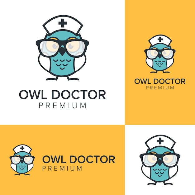 Vetor modelo de vetor de ícone de logotipo de médico de coruja