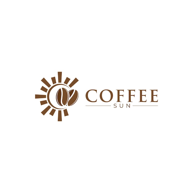 Modelo de vetor de ícone de logotipo de sol de café