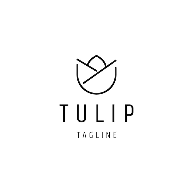 Modelo de vetor de ícone de logotipo de tulipa flor abstrata