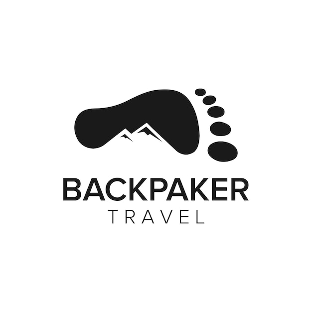 Modelo de vetor de ícone de logotipo de viagem backpaker