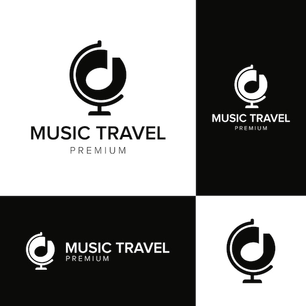 Modelo de vetor de ícone de logotipo de viagens de música