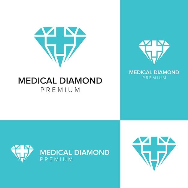 Modelo de vetor de ícone de logotipo médico de diamante