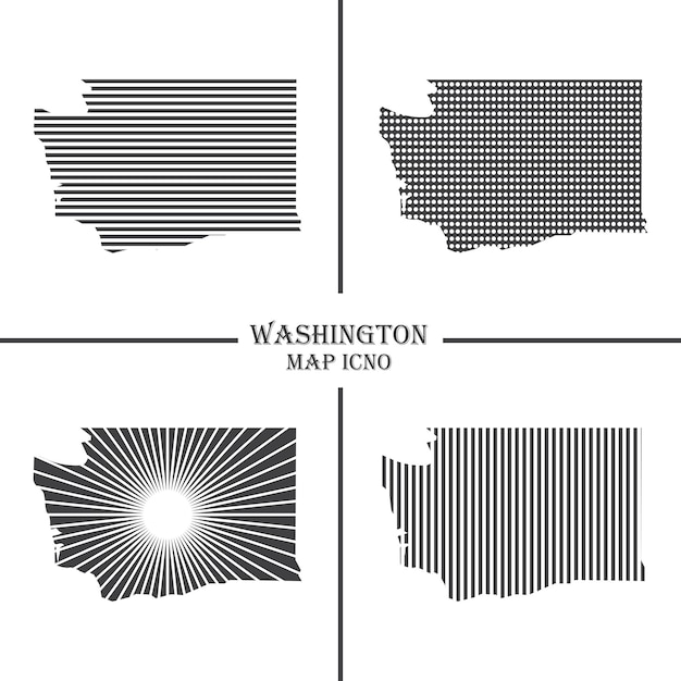 Vetor modelo de vetor de ícone de mapa de sol de linha de washington