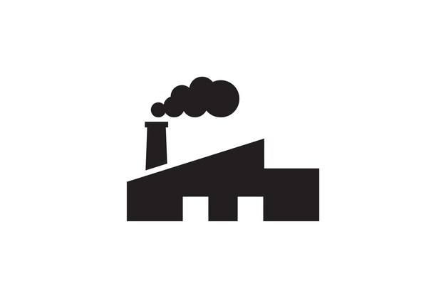 Modelo de vetor de ícone industrial de ícone de fábrica simples em fundo branco