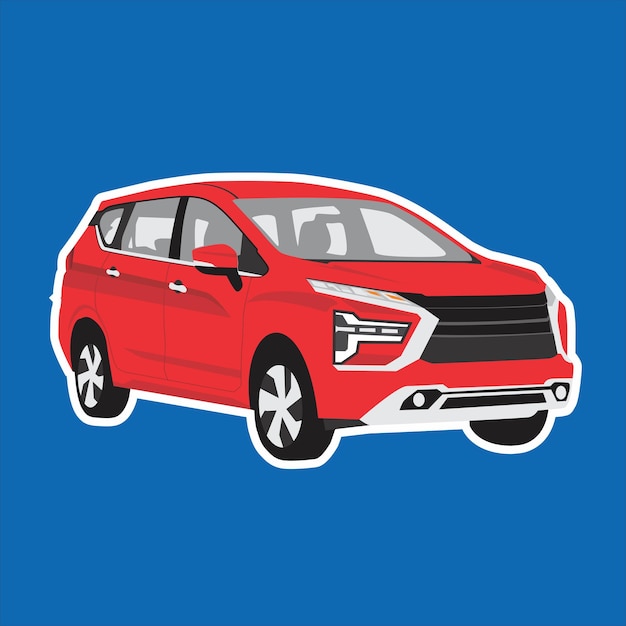 Modelo de vetor de ilustração de desenho animado premium de carro mpv